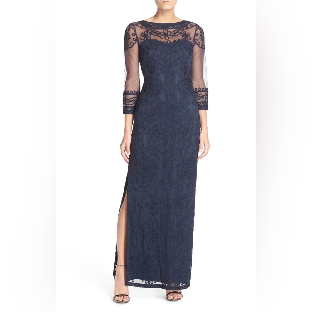 JS Collections SOUTACHE Navy Lace Maxi Dress Size 4